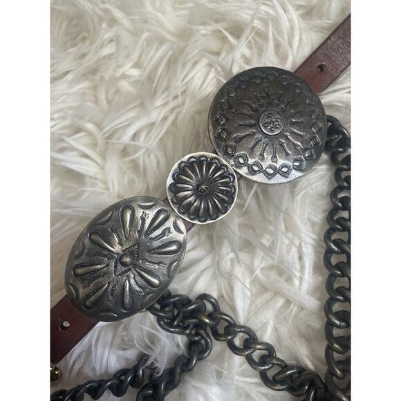 Ralph Lauren Collection Concho Belt S Leather Chain Western Brown Vintage Womens - Picture 8 of 10